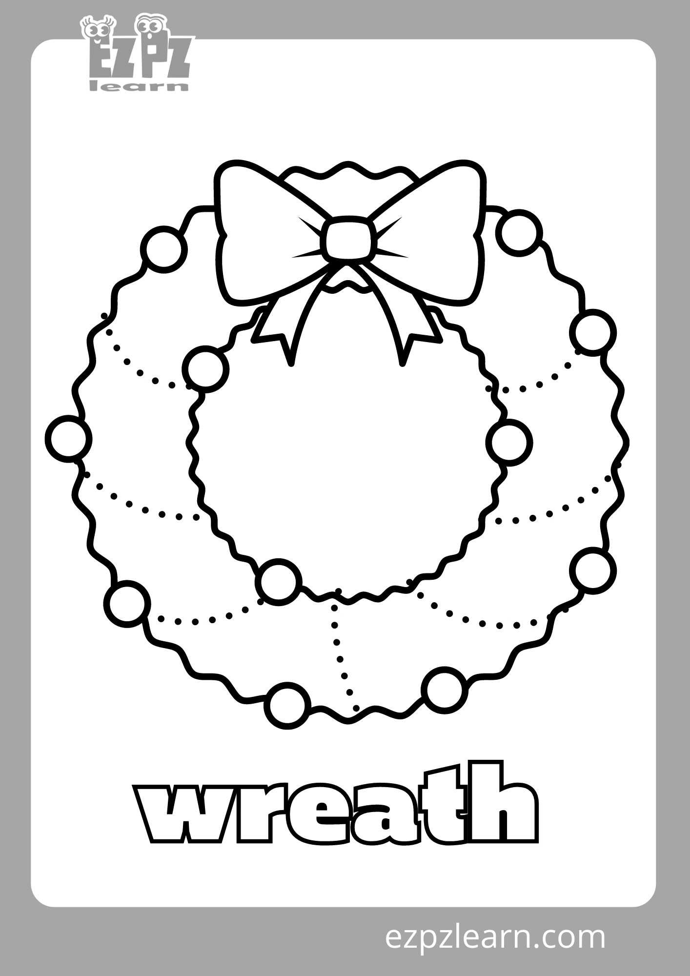 Wreath Coloring Page - Ezpzlearn.com